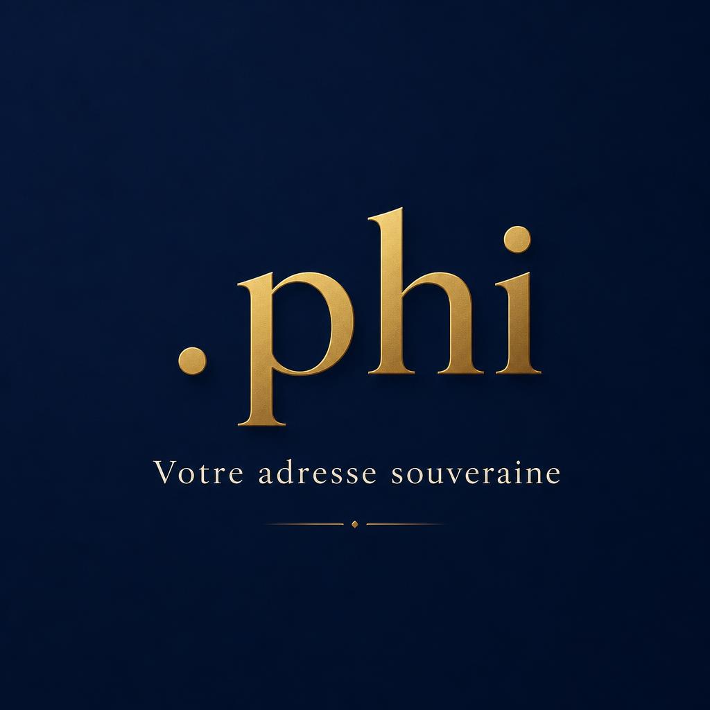 .phi — votre adresse souveraine, en lettres d'or sur fond navy